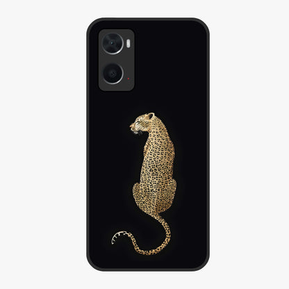 Regal Leopard Glass Case showing flat back view with bold leopard artwork and glossy glass finish.
