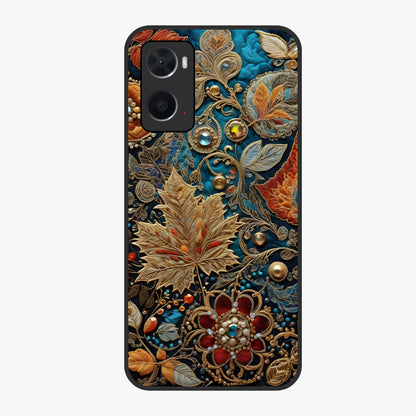 Royal Jewel Garden Glass Case showing flat back view with decorative floral garden artwork and glossy glass finish.