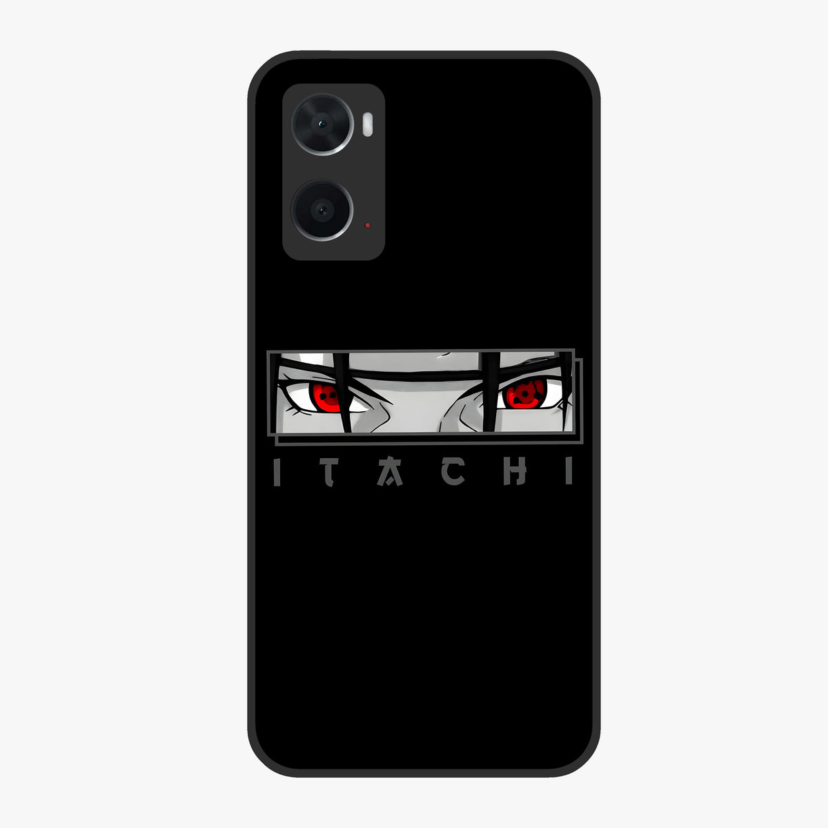 Scarlet Gaze Dominance Glass Case showing flat back view with striking red themed artwork and glossy glass finish.
