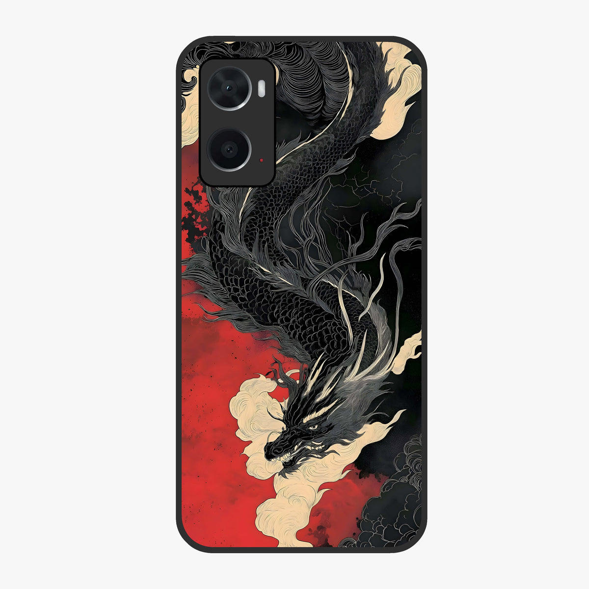 Shadow Dragon Fury Glass Case showing flat back view with fierce dragon artwork and glossy glass finish.