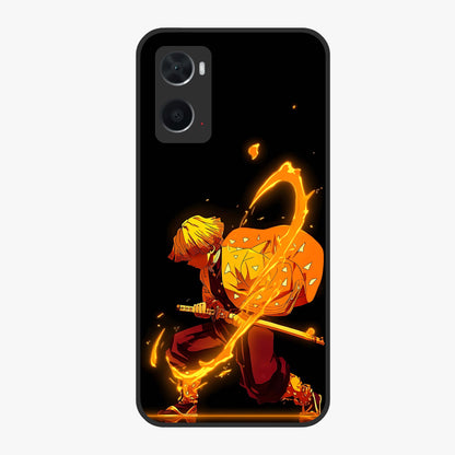 Thunder Flame Execution Glass Case showing flat back view with powerful flame and lightning artwork and glossy glass finish.