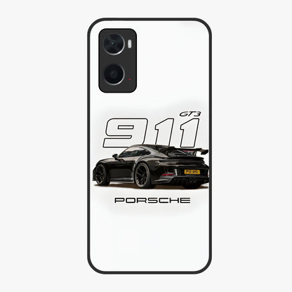 Turbo Legacy Icon Glass Case showing flat back view with iconic sports car inspired artwork and glossy glass finish.