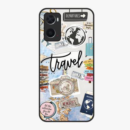 Wanderlust Journal Glass Case showing flat back view with travel inspired artwork and glossy glass finish.