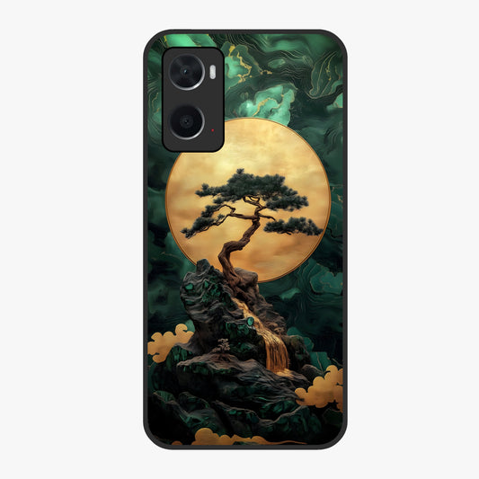 Zen Moon Rise Glass Case showing flat back view with calm moonrise artwork and glossy glass finish.