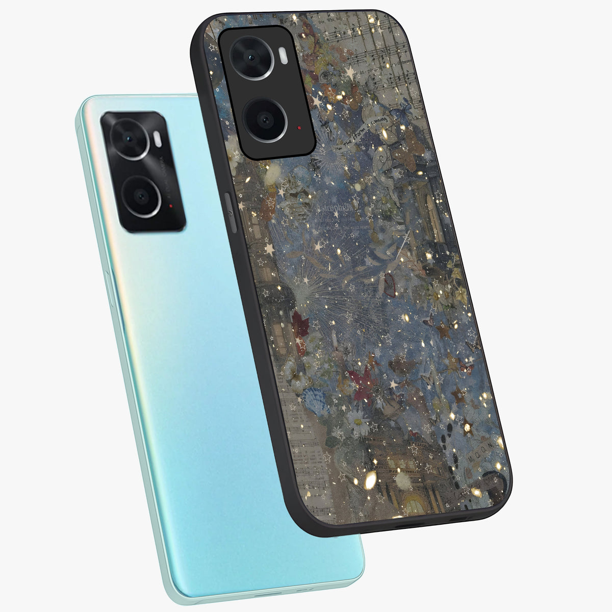 Aesthetic Astrolophia Glass Case displayed in angled mockup highlighting artistic aesthetic elements and smooth glass surface.