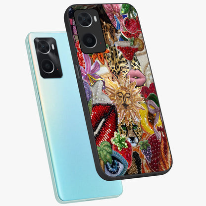 Beaded Fashion Jungle Glass Case displayed in angled mockup highlighting colorful fashion bead design and artistic pattern.