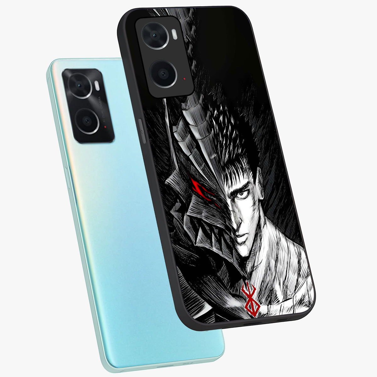 Berserker Blood Oath Glass Case displayed in angled mockup highlighting dark fantasy graphic design and powerful theme.