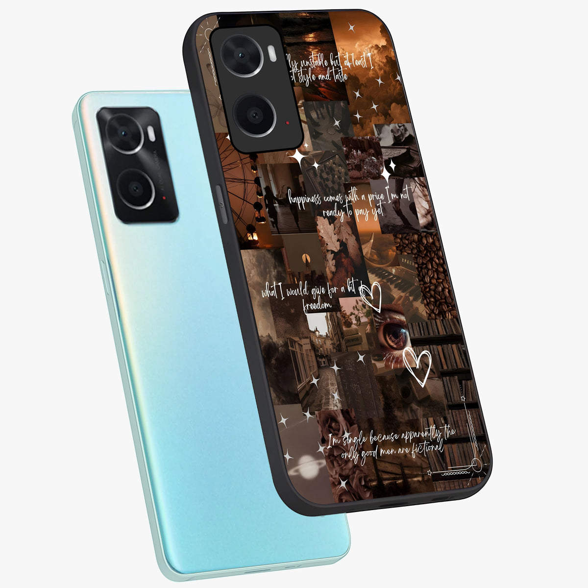 Bittersweet Aesthetic Chaos Glass Case displayed in angled mockup highlighting expressive abstract artwork and edgy aesthetic theme.