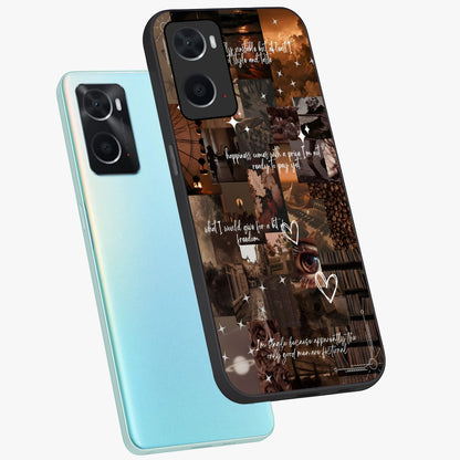 Bittersweet Aesthetic Chaos Glass Case displayed in angled mockup highlighting expressive abstract artwork and edgy aesthetic theme.
