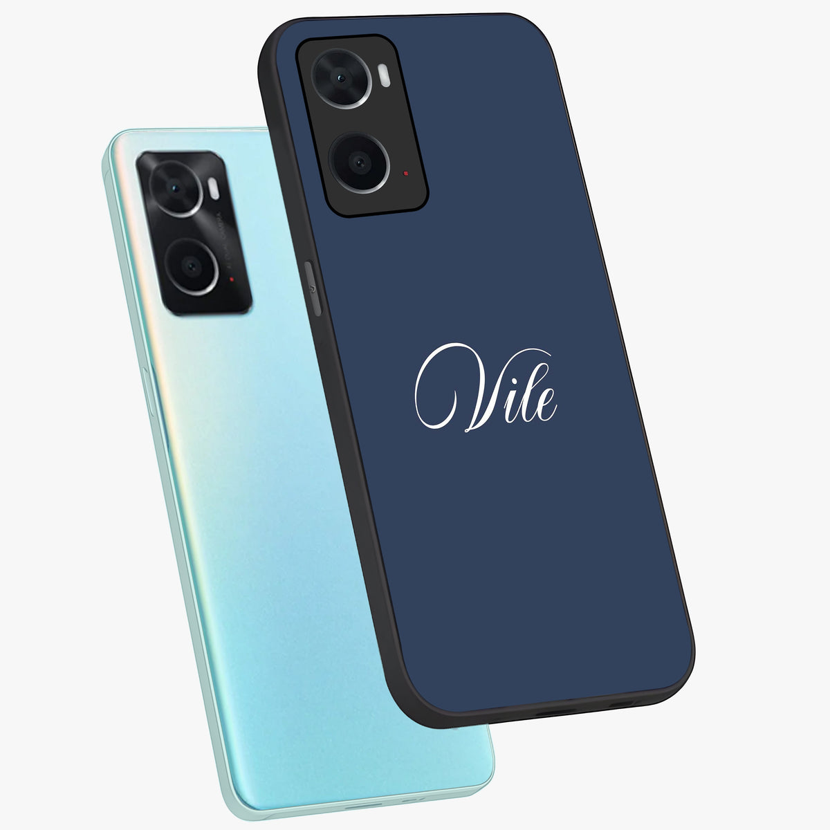 Blue Vintage Floral Pattern Glass Case showing flat back view with elegant vintage floral artwork and glossy glass finish.