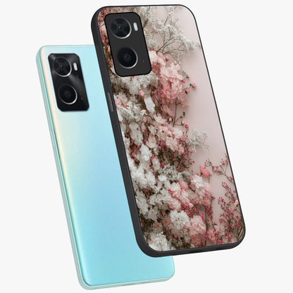 Blush Blossom Cloud Glass Case displayed in angled mockup highlighting soft cloud and blossom design with pastel aesthetic.