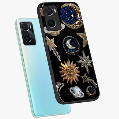 Celestial Gem Constellations Glass Case displayed in angled mockup highlighting gemstone inspired constellation design.