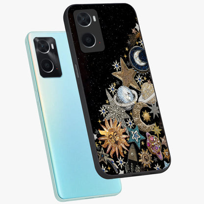 Cosmic Sparkle Dreams Glass Case displayed in angled mockup highlighting dreamy star sparkle design with celestial aesthetic.