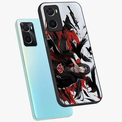 Crimson Crow Illusion Glass Case displayed in angled mockup highlighting mysterious crow graphic with dark aesthetic style.