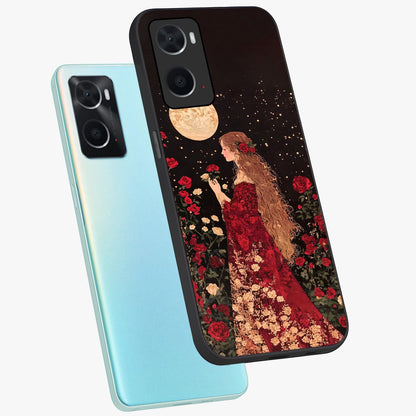 Crimson Dreams Glass Case displayed in angled mockup highlighting soft crimson aesthetic design with artistic theme.