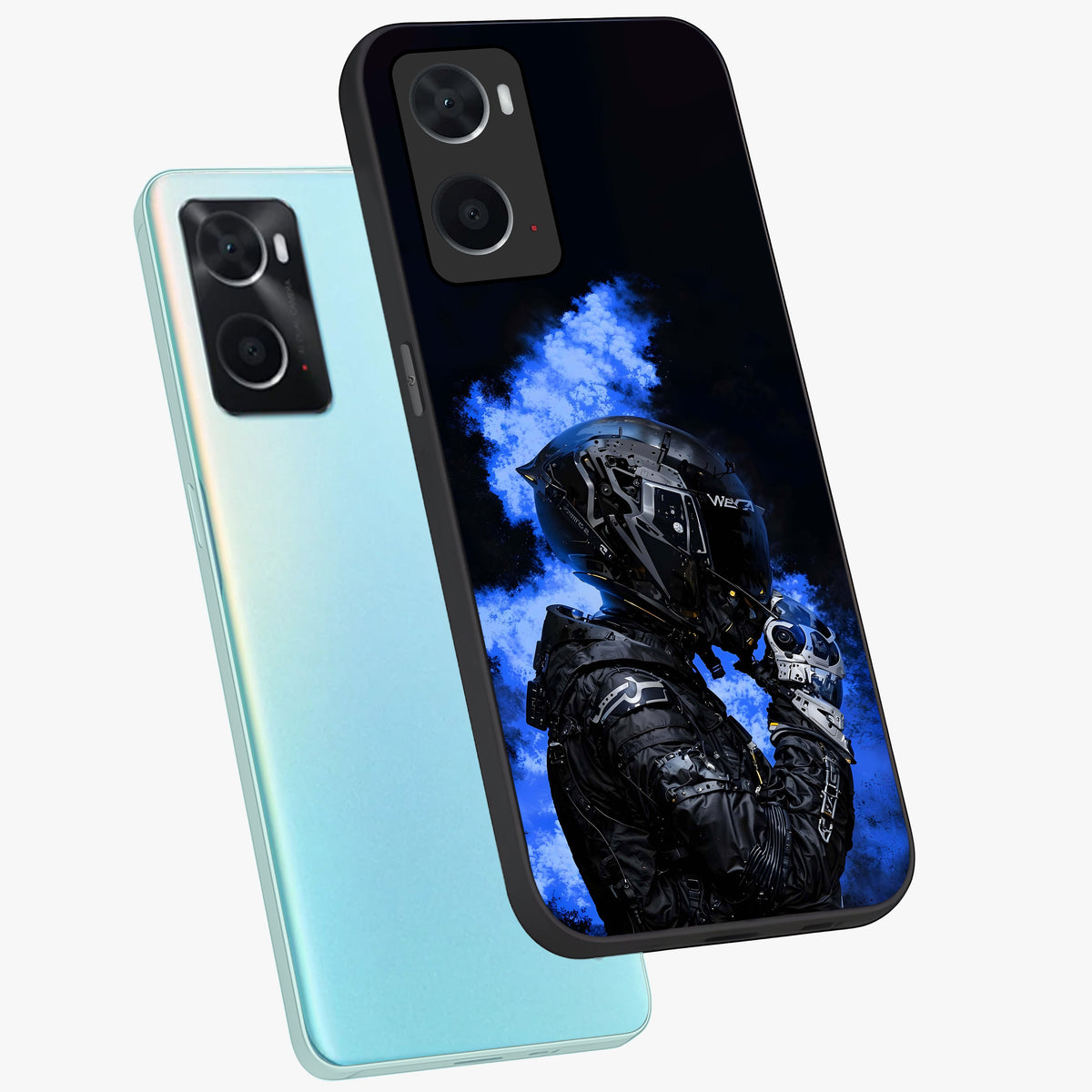 Cyber Sentinel Protocol Glass Case displayed in angled mockup highlighting digital cyber design with sci-fi aesthetic style.