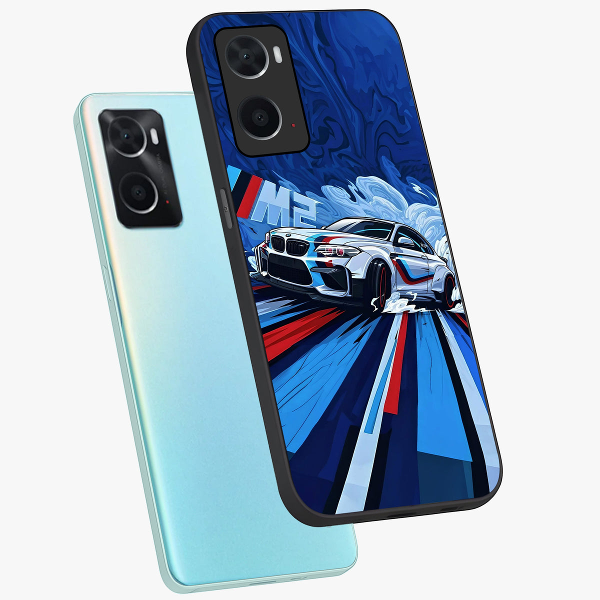 Drift Power Rush Glass Case displayed in angled mockup highlighting powerful drift car design with sporty aesthetic style.