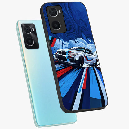 Drift Power Rush Glass Case displayed in angled mockup highlighting powerful drift car design with sporty aesthetic style.