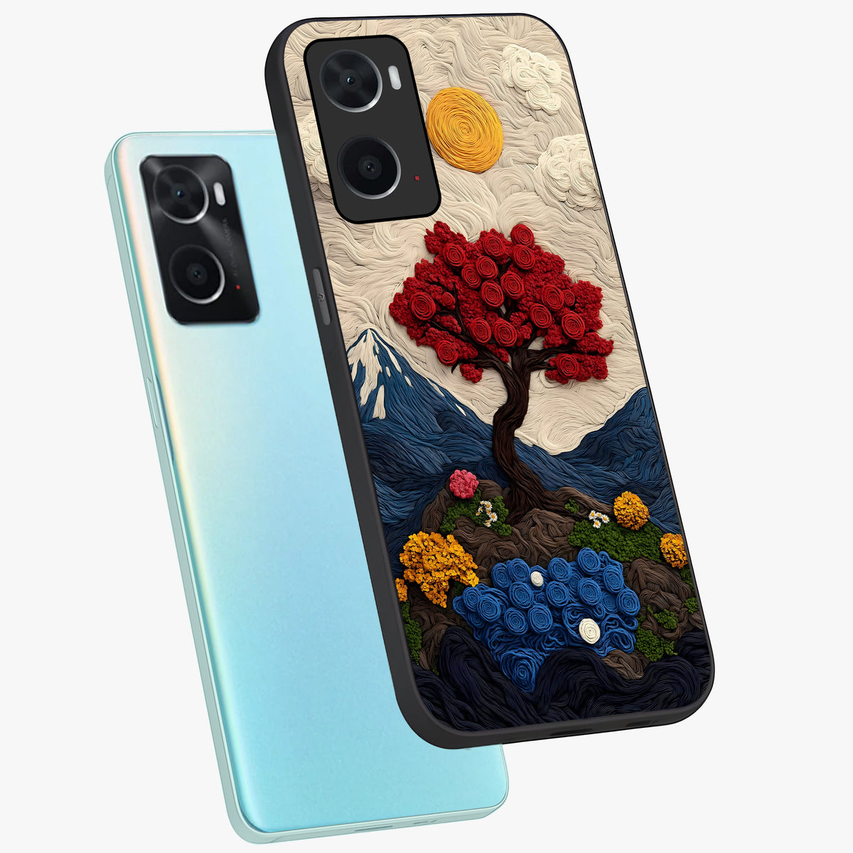 Eternal Nature Tapestry Glass Case displayed in angled mockup highlighting detailed botanical pattern with artistic aesthetic.