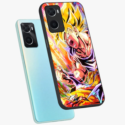 Firing Goku Glass Case displayed in angled mockup highlighting dynamic anime character design with action aesthetic.