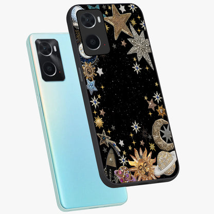 Galactic Jewel Stars Glass Case displayed in angled mockup highlighting shining celestial star design with cosmic aesthetic style.