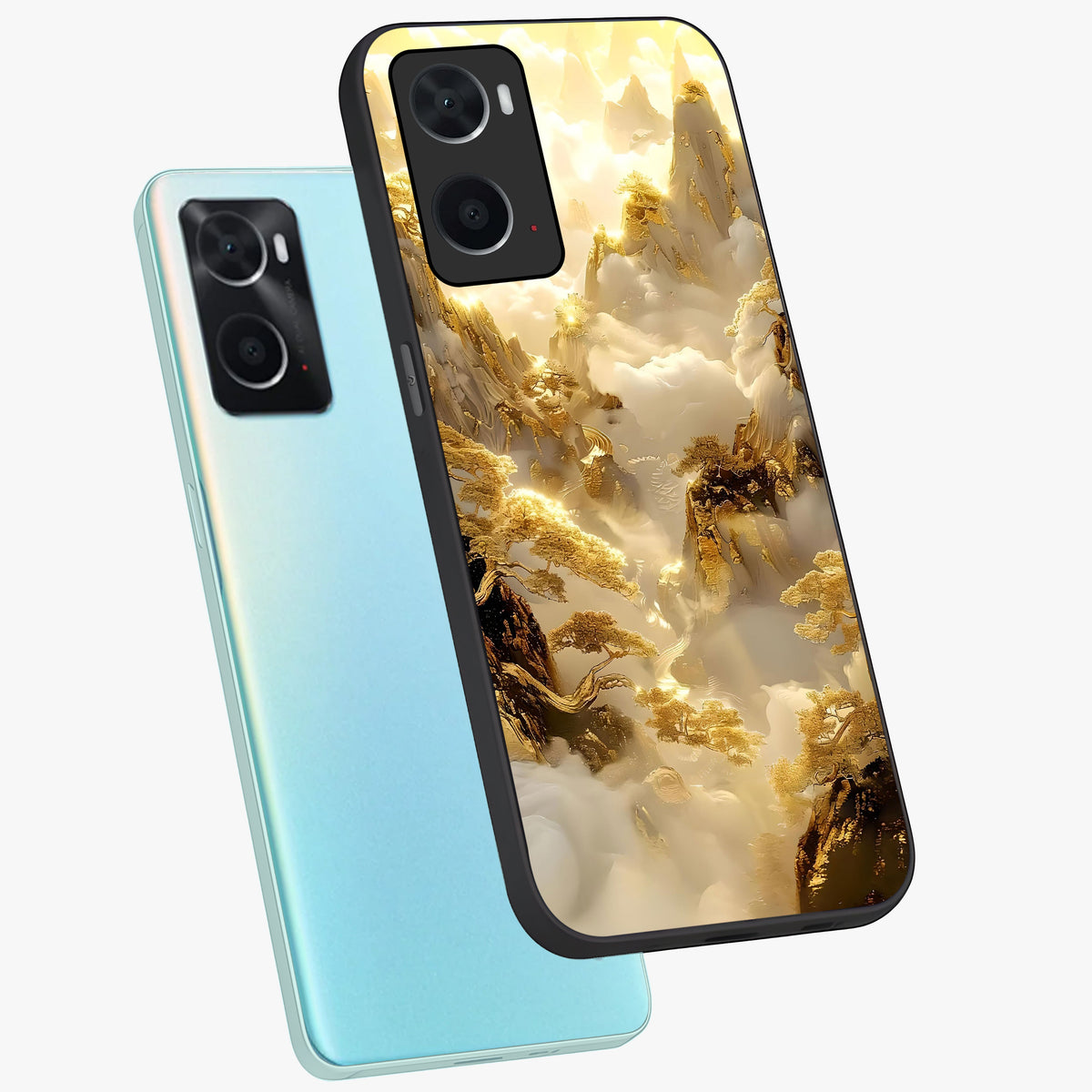 Gates Of Illumination Glass Case displayed in angled mockup highlighting radiant portal inspired design with fantasy aesthetic.