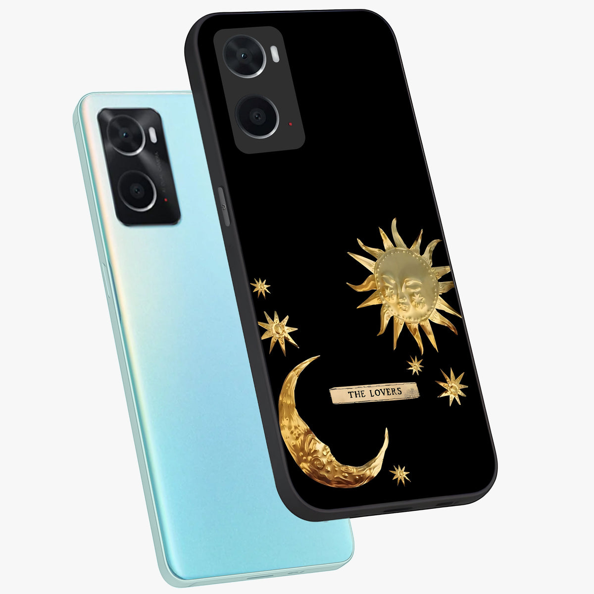 Gold Sun Blush Glass Case displayed in angled mockup highlighting radiant sun design with warm golden aesthetic.