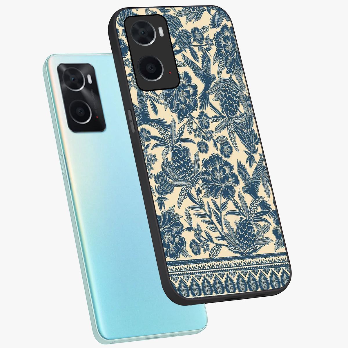 Heirloom Wild Bloom Glass Case displayed in angled mockup highlighting botanical bloom design with classic aesthetic style.