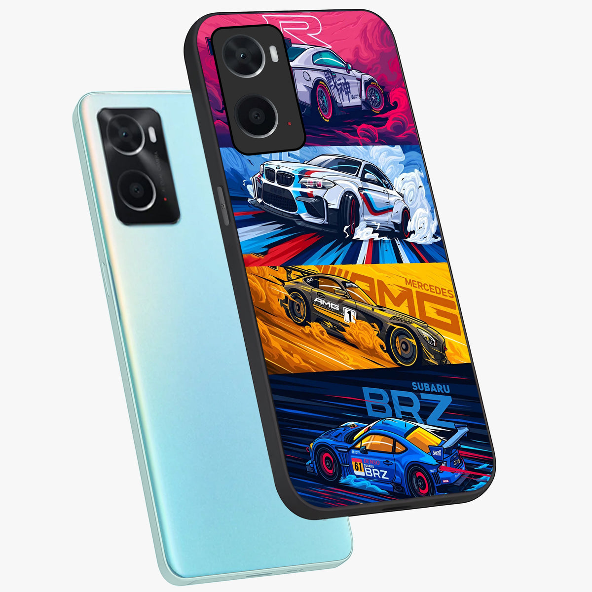 JDM Sports Car Glass Case displayed in angled mockup highlighting sleek Japanese racing car design with automotive aesthetic.