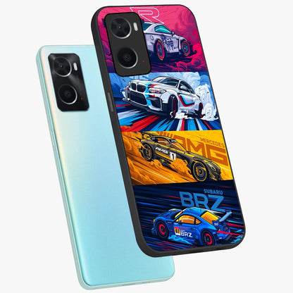 JDM Sports Car Glass Case displayed in angled mockup highlighting sleek Japanese racing car design with automotive aesthetic.