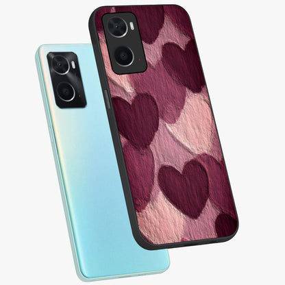 Layered Paper Hearts Glass Case displayed in angled mockup highlighting creative paper craft heart design with romantic aesthetic.