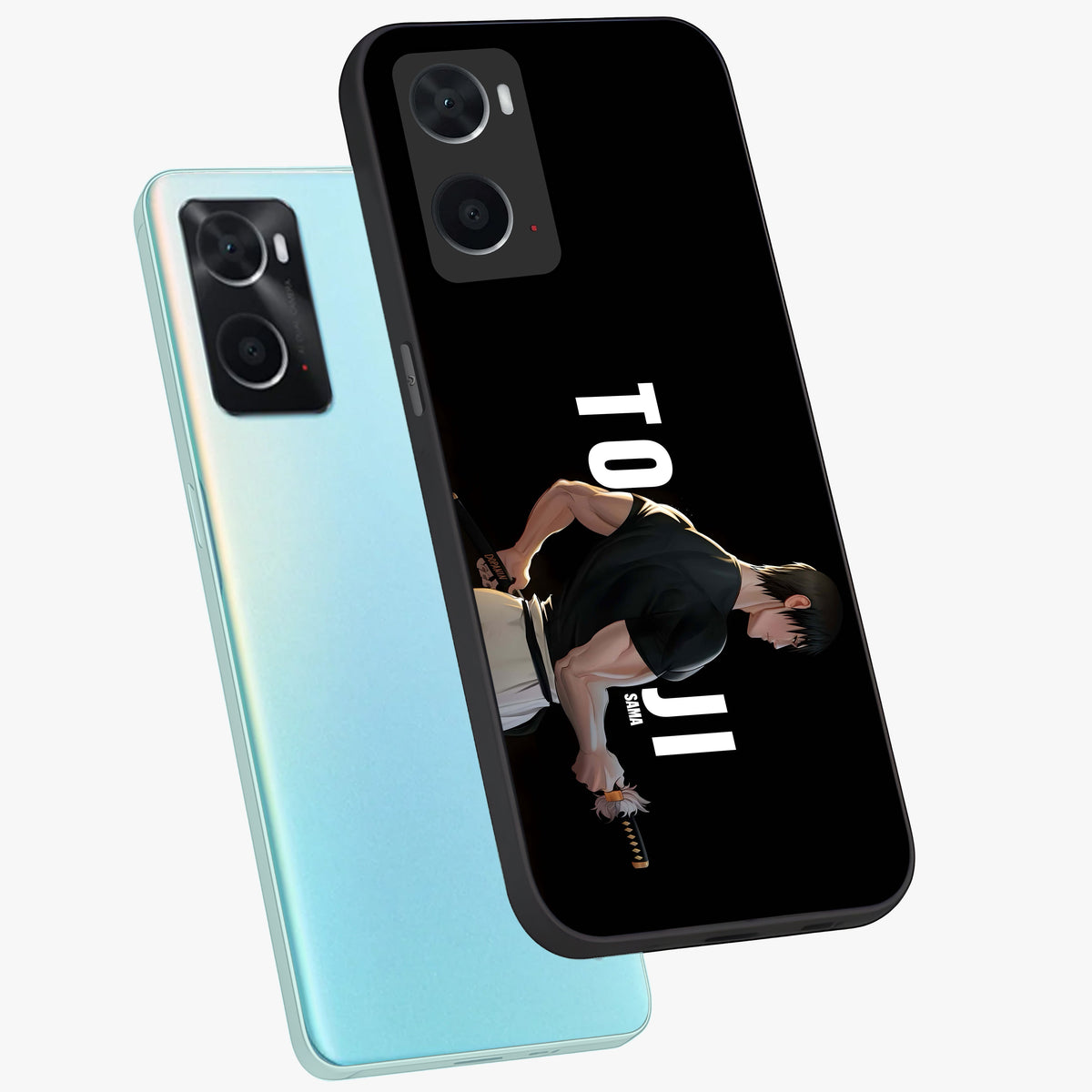 Midnight Blade Resolve Glass Case displayed in angled mockup highlighting powerful blade illustration with dramatic dark aesthetic.