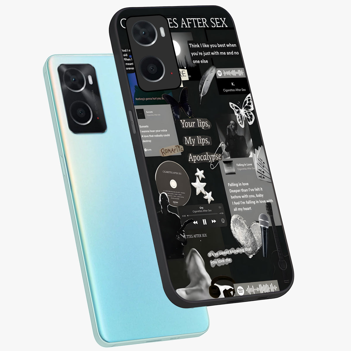 Midnight Love Echo Glass Case displayed in angled mockup highlighting elegant love inspired design with deep aesthetic style.