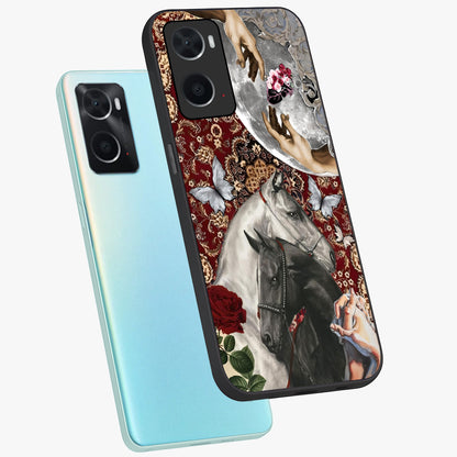 Moonlit Royal Stallion Glass Case displayed in angled mockup highlighting powerful stallion illustration with royal night aesthetic.