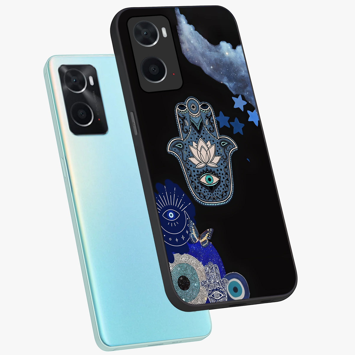 Mystic Hand Aura Glass Case displayed in angled mockup highlighting magical aura design with spiritual aesthetic style.