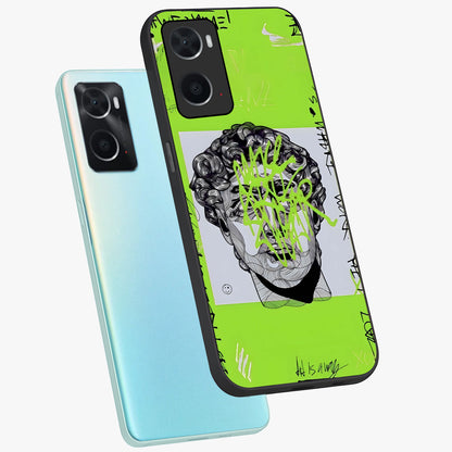 Neo Graffiti Rebellion Glass Case displayed in angled mockup highlighting urban street art design with rebellious aesthetic.