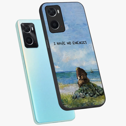 Peace Beyond War Glass Case displayed in angled mockup highlighting meaningful message design with artistic aesthetic style.