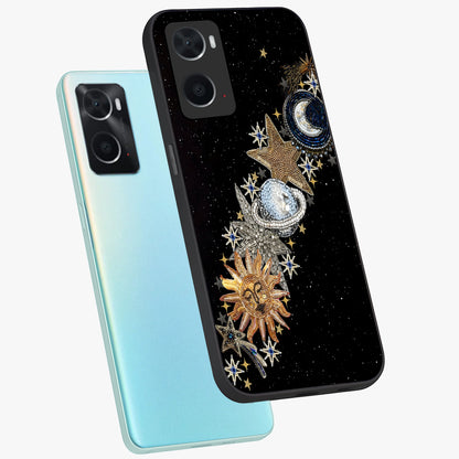 Pearls Universe Object Glass Case displayed in angled mockup highlighting celestial pearl design with dreamy aesthetic.
