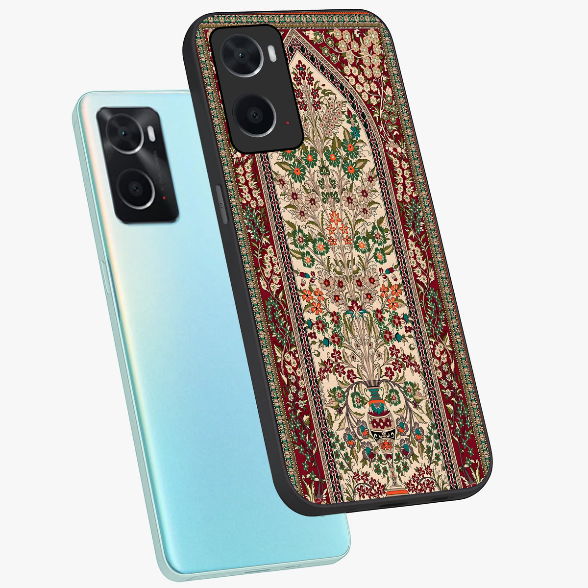 Persian Inspired Glass Case displayed in angled mockup highlighting intricate traditional design with elegant cultural aesthetic.
