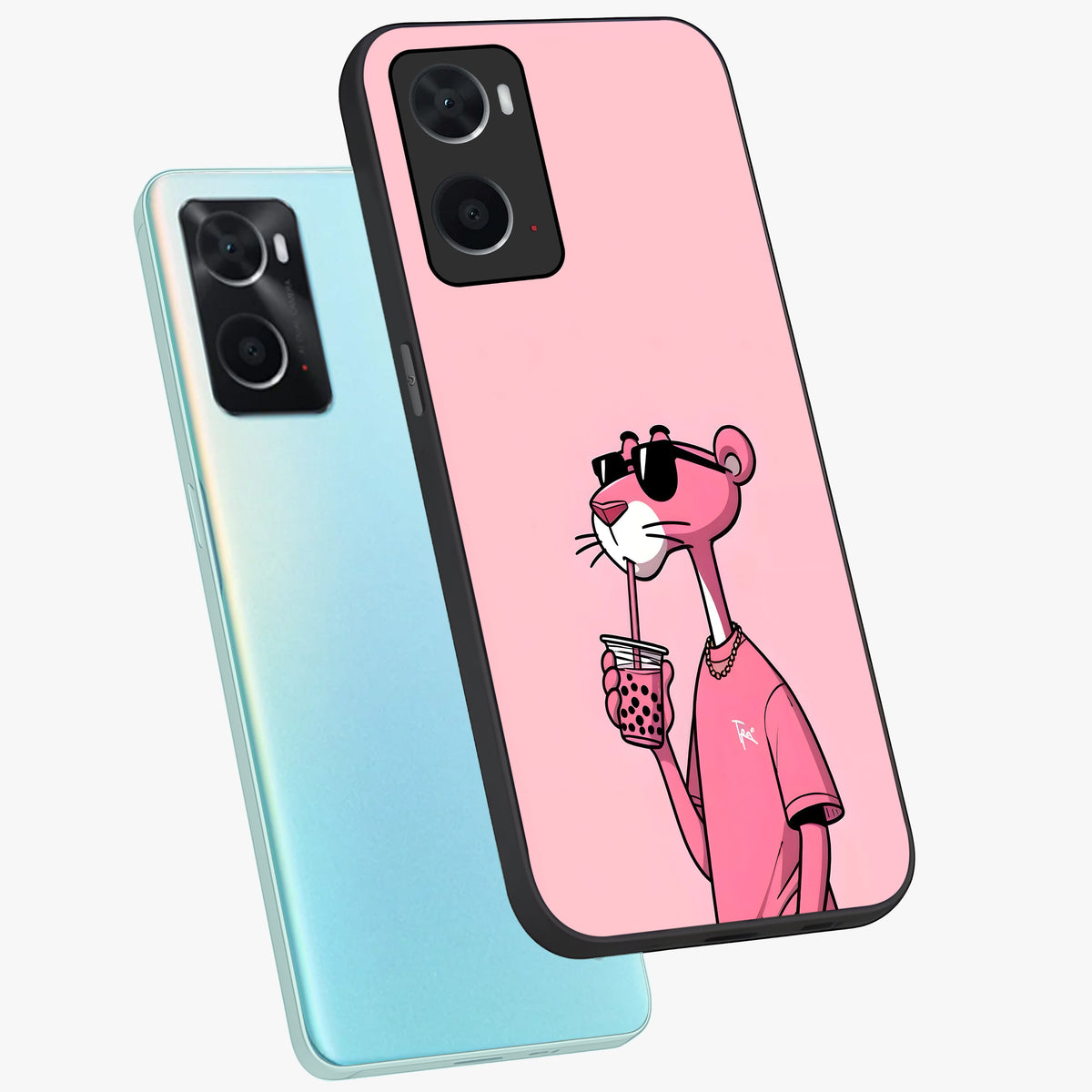 Pink Panther Glass Case displayed in angled mockup highlighting playful cartoon character design with vibrant pink aesthetic.