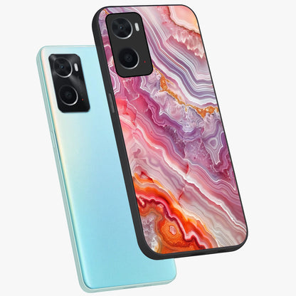 Rose Quartz Marble Glass Case displayed in angled mockup highlighting elegant marble pattern with soft aesthetic style.