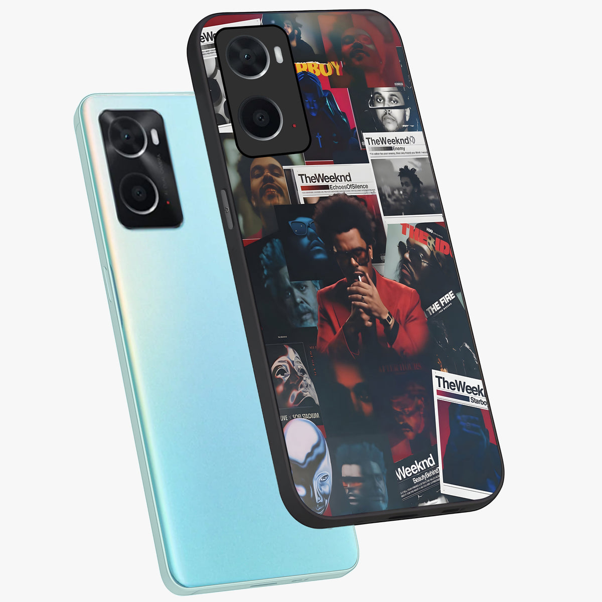 The Weeknd Glass Case displayed in angled mockup highlighting stylish pop culture inspired design with modern aesthetic.