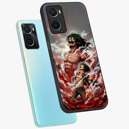 Titan Awakening Fury Glass Case displayed in angled mockup highlighting dramatic giant warrior design with bold anime aesthetic.