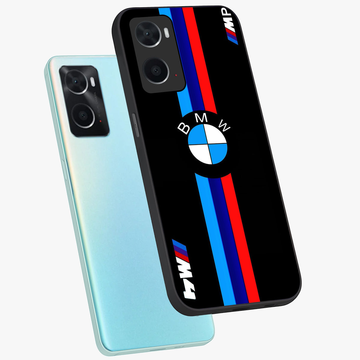 Turbo BMW Beast Glass Case displayed in angled mockup highlighting sleek racing car design with bold automotive aesthetic.