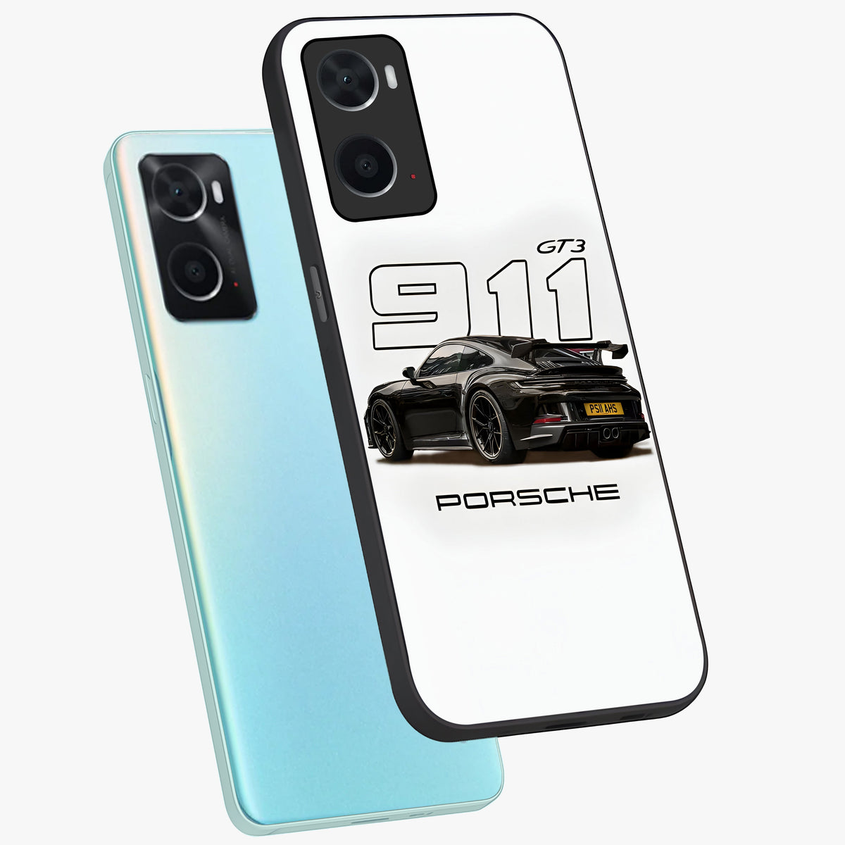 Turbo Legacy Icon Glass Case displayed in angled mockup highlighting dynamic automotive design with performance aesthetic.