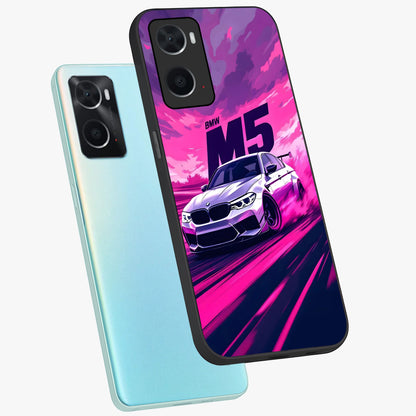 Velocity Drift Pulse Glass Case displayed in angled mockup highlighting dynamic drift design with sporty automotive aesthetic.