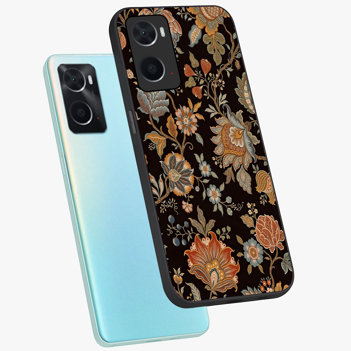 Vintage Floral Dream Glass Case displayed in angled mockup highlighting elegant vintage flower design with soft aesthetic style.