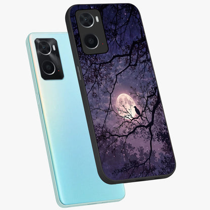 Whispering Moon Silence Glass Case displayed in angled mockup highlighting calm lunar design with dreamy night aesthetic.