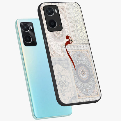 White Aesthetic Bow Glass Case displayed in angled mockup highlighting clean bow design with soft aesthetic style.