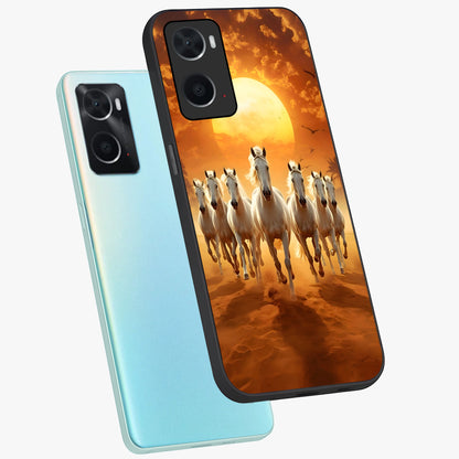 Wild Sunset Majesty Glass Case displayed in angled mockup highlighting vibrant sunset sky design with scenic aesthetic.
